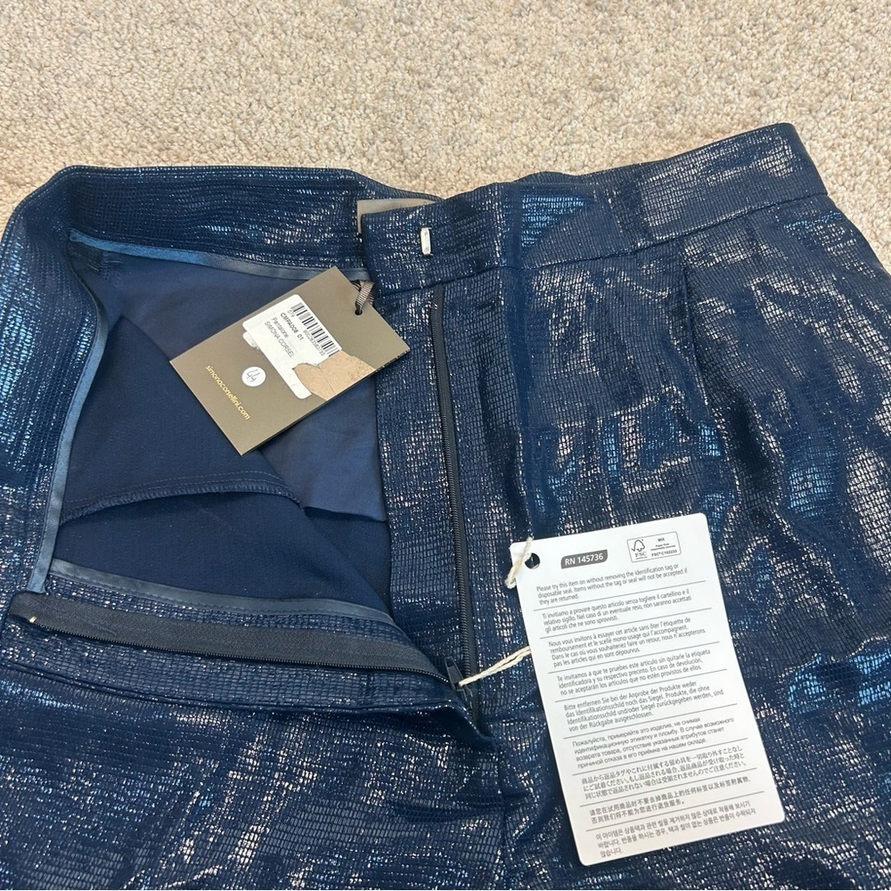 Simona Corsellini high-waisted trousers midnight blue Sz US 8/44 NWT - Picture 9 of 17